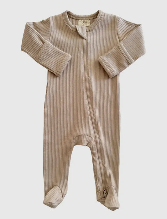 Desert Tan Ribbed Zip Onesie