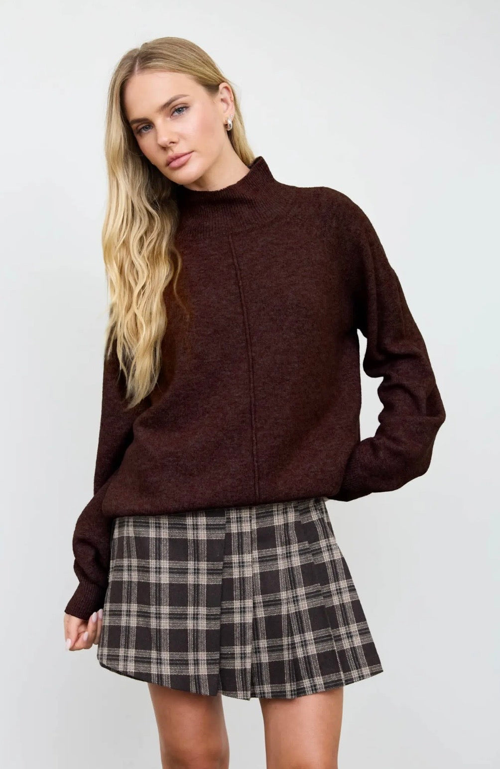 Thea Mock Neck | Burgundy