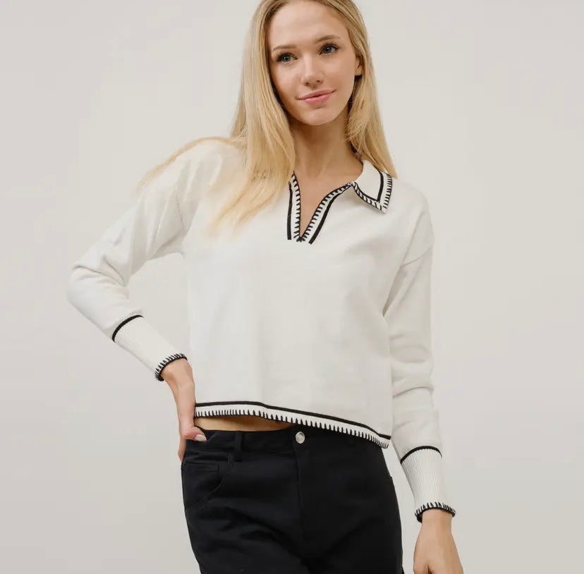 Sisto Contrast Knit Sweater