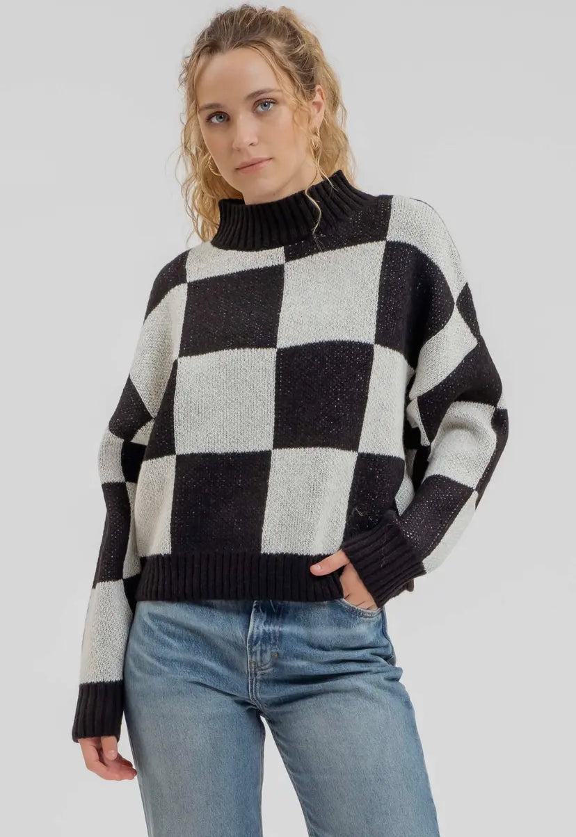 Rory Checkered Mock Neck