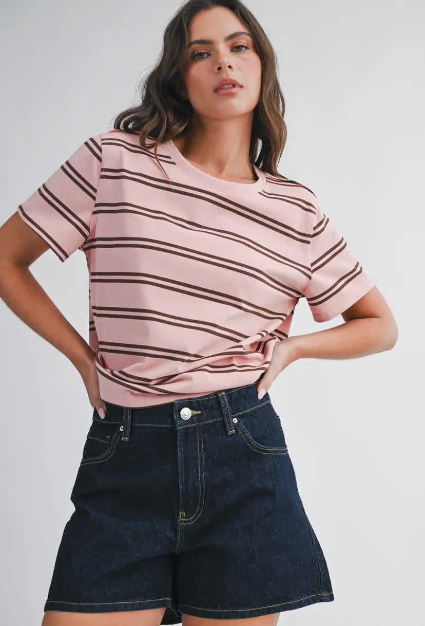 Monet Striped Tee | Pink