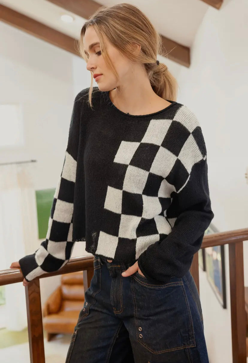 Tucker Checkered Colourblock Sweater