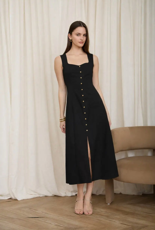 Laurent Linen Dress | Black