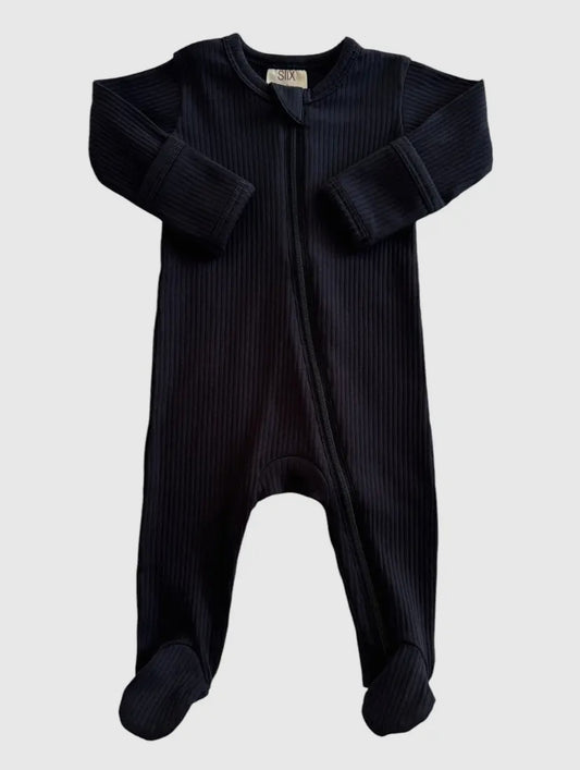 Black Ribbed Zip Onesie