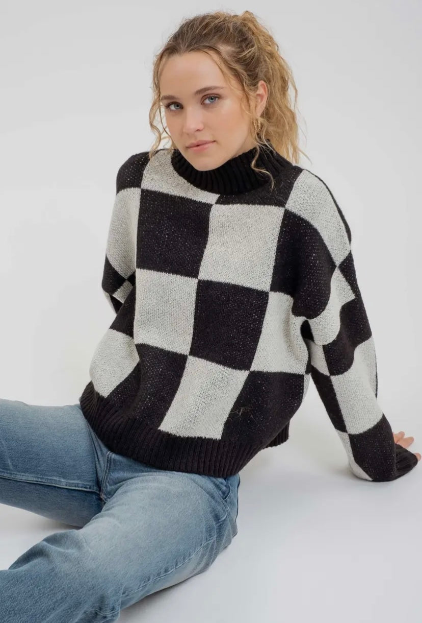 Rory Checkered Mock Neck