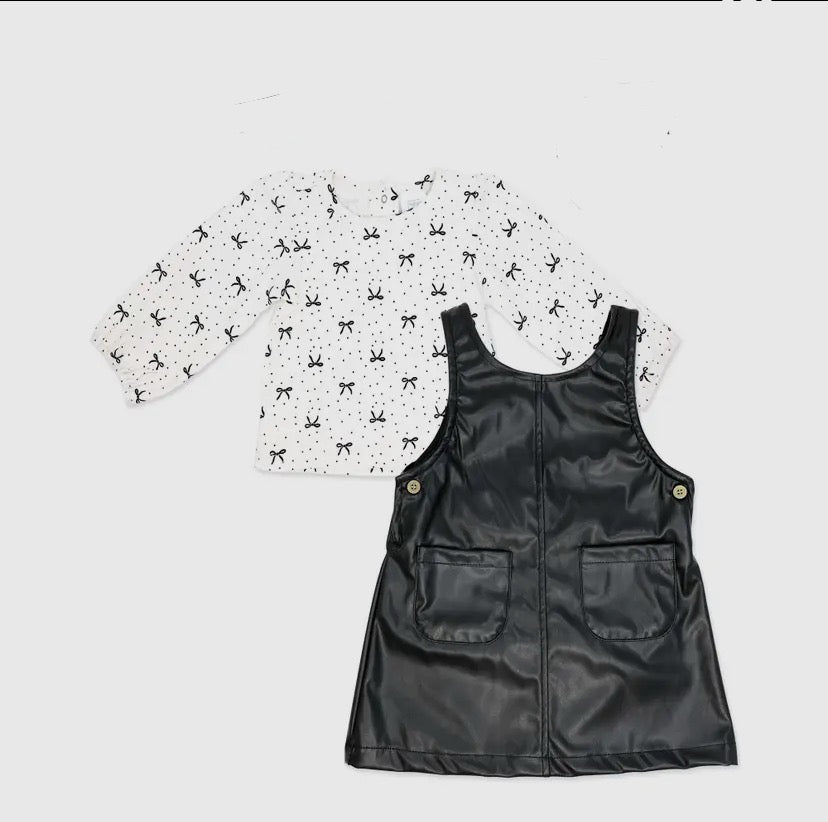 Girls 2 Piece Dress Set | Black Bows