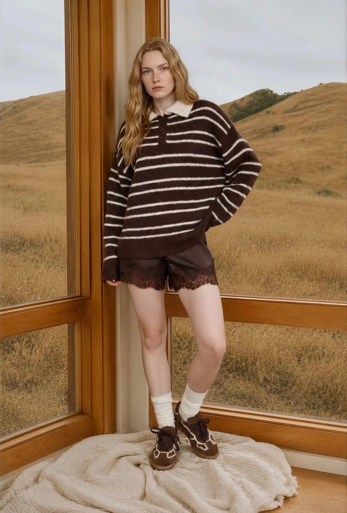 Merrit Striped Polo | Chocolate