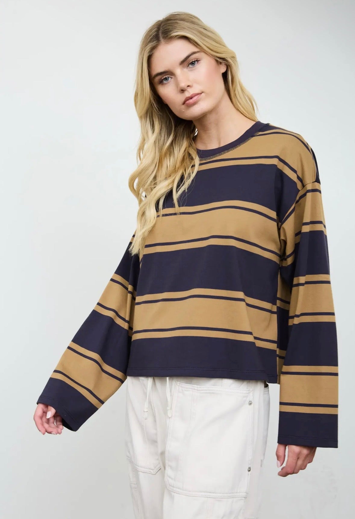 Hollis Wide Stripe Long Sleeve | Navy