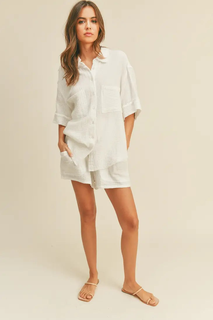 Woven Gauze Button Down