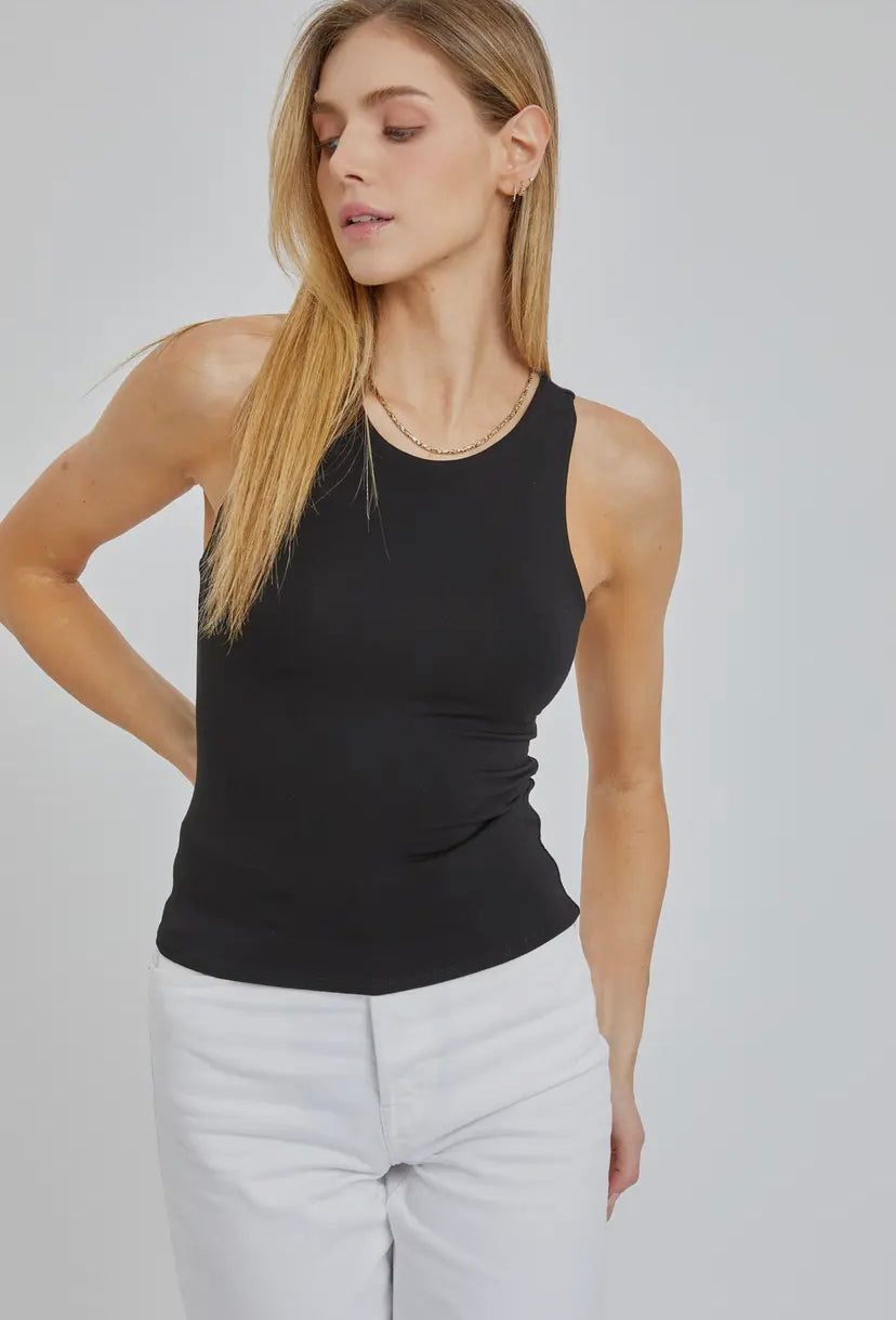 Double Layer Round Neck Tank - 3 Color Options