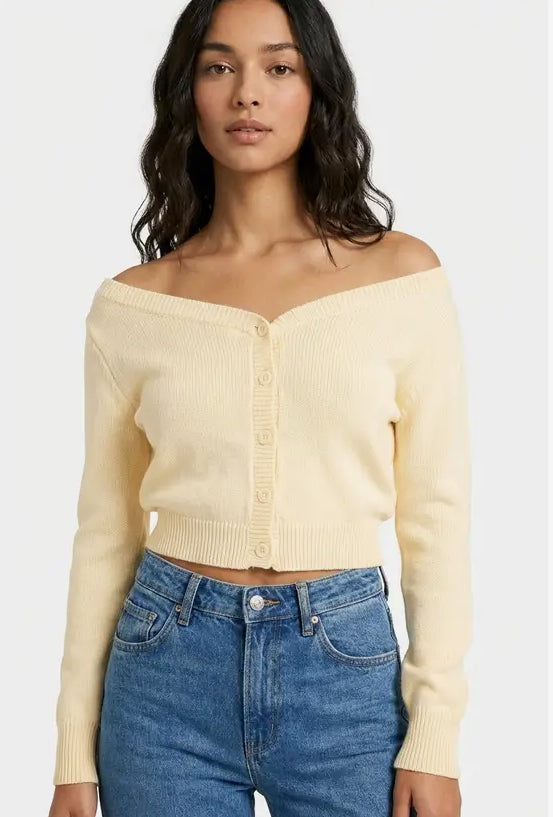Arosa Off The Shoulder Crop Top | Cream