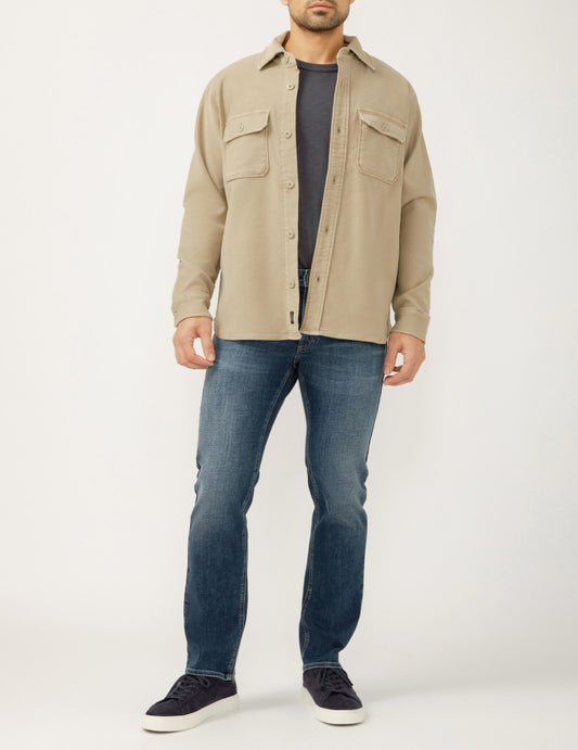 SILVER JEANS | Button Up Knit Flex Shirt | Khaki