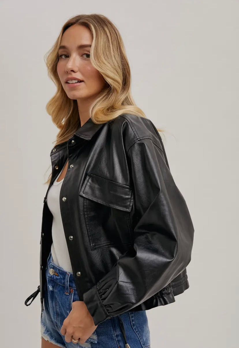 Alanis Faux Leather Jacket | Black