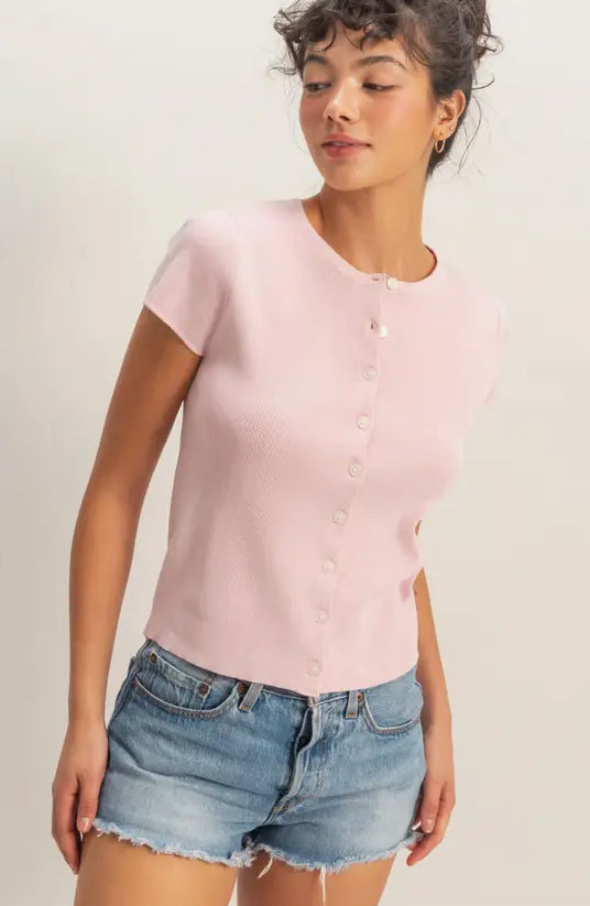 Neve Button Top | Soft Pink