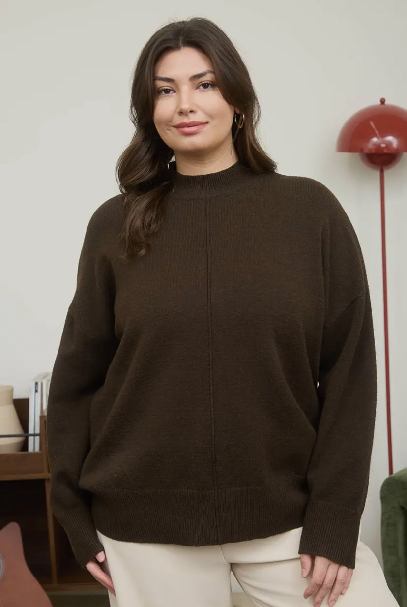 Stakes Mock Neck Sweater | Brown