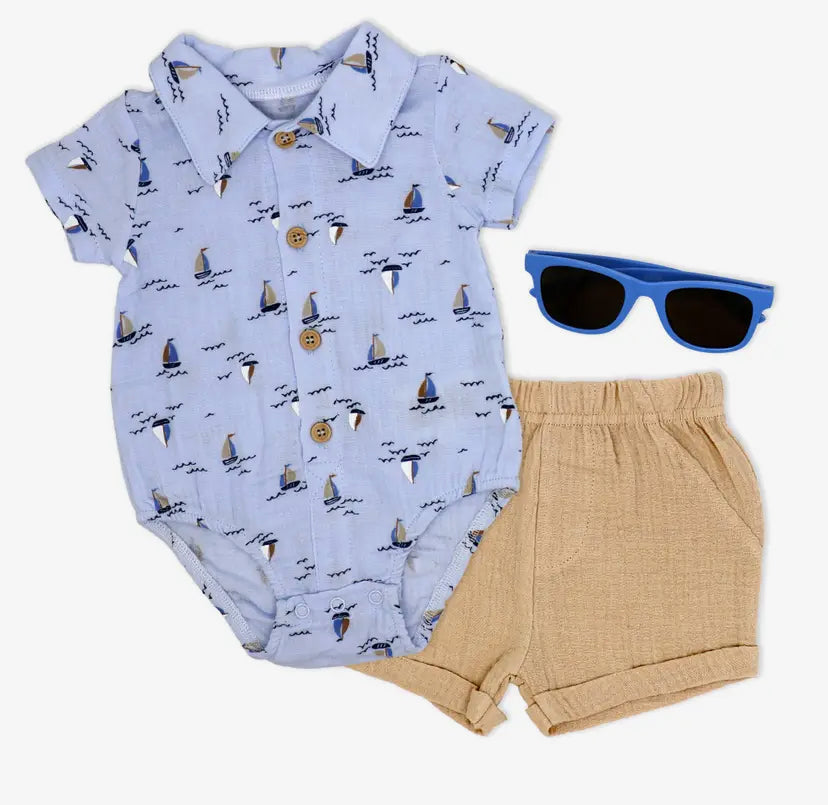 Sailboat 3 Piece Short Set