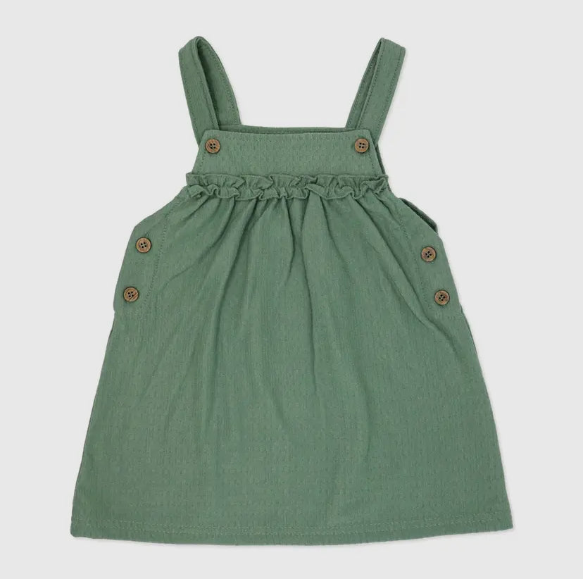 Girls 3 Piece Overall Dress Set | Blue Floral