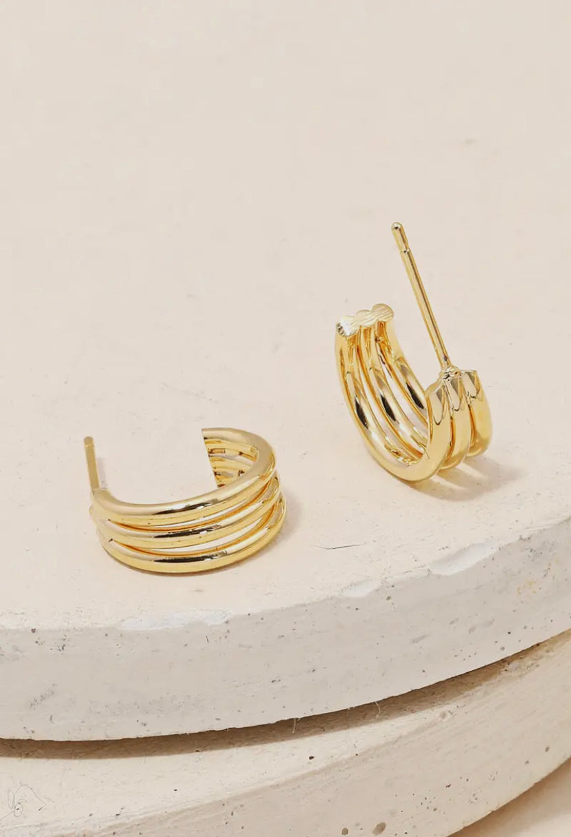 Triple Layer Hoop Earrings - Silver & Gold Options