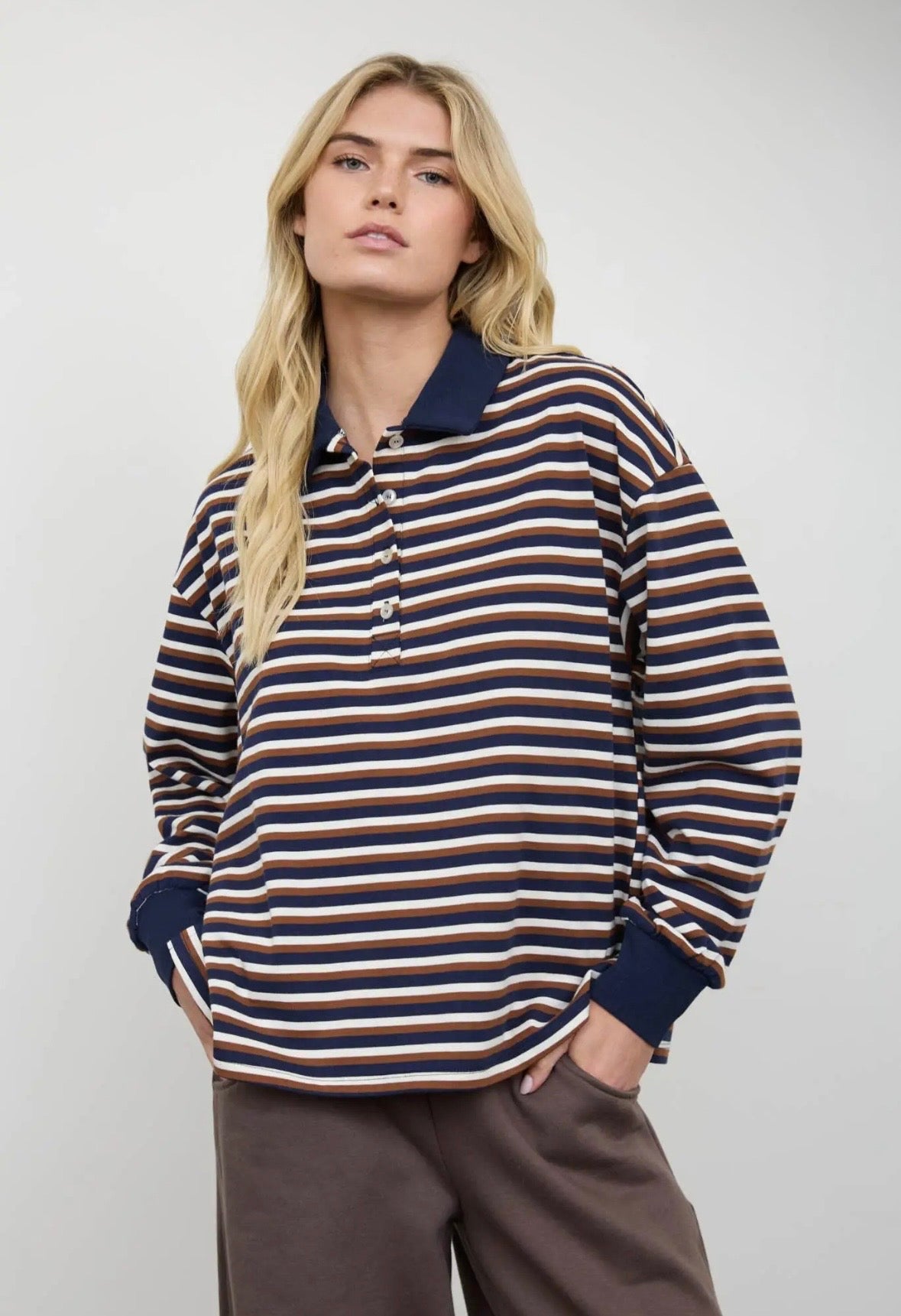 Crosby Striped Polo | Navy