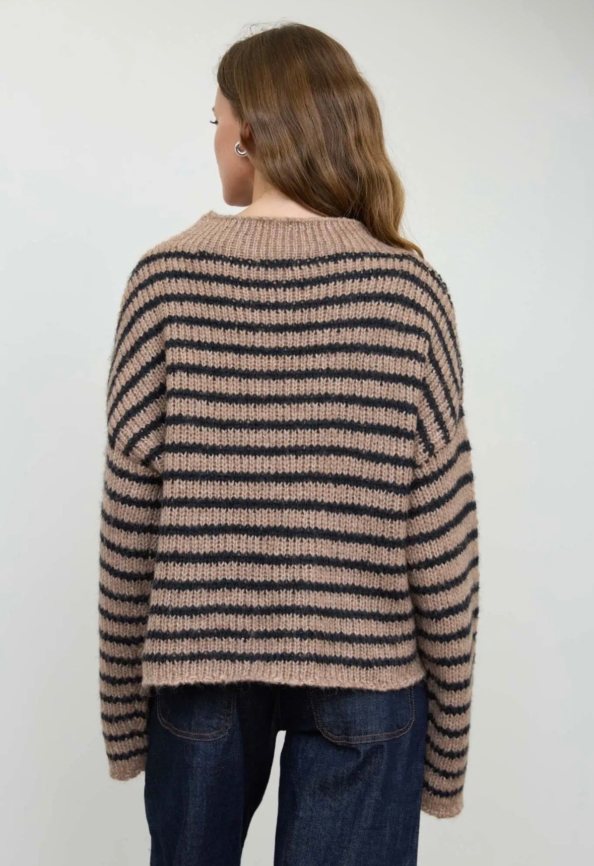 Ellis Striped Chunky Knit | Light Khaki