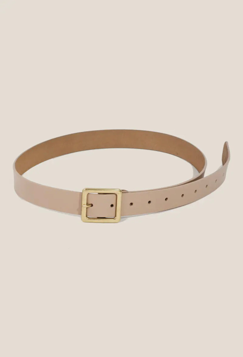 Halle Genuine Leather Square Belt - 2 Color Options