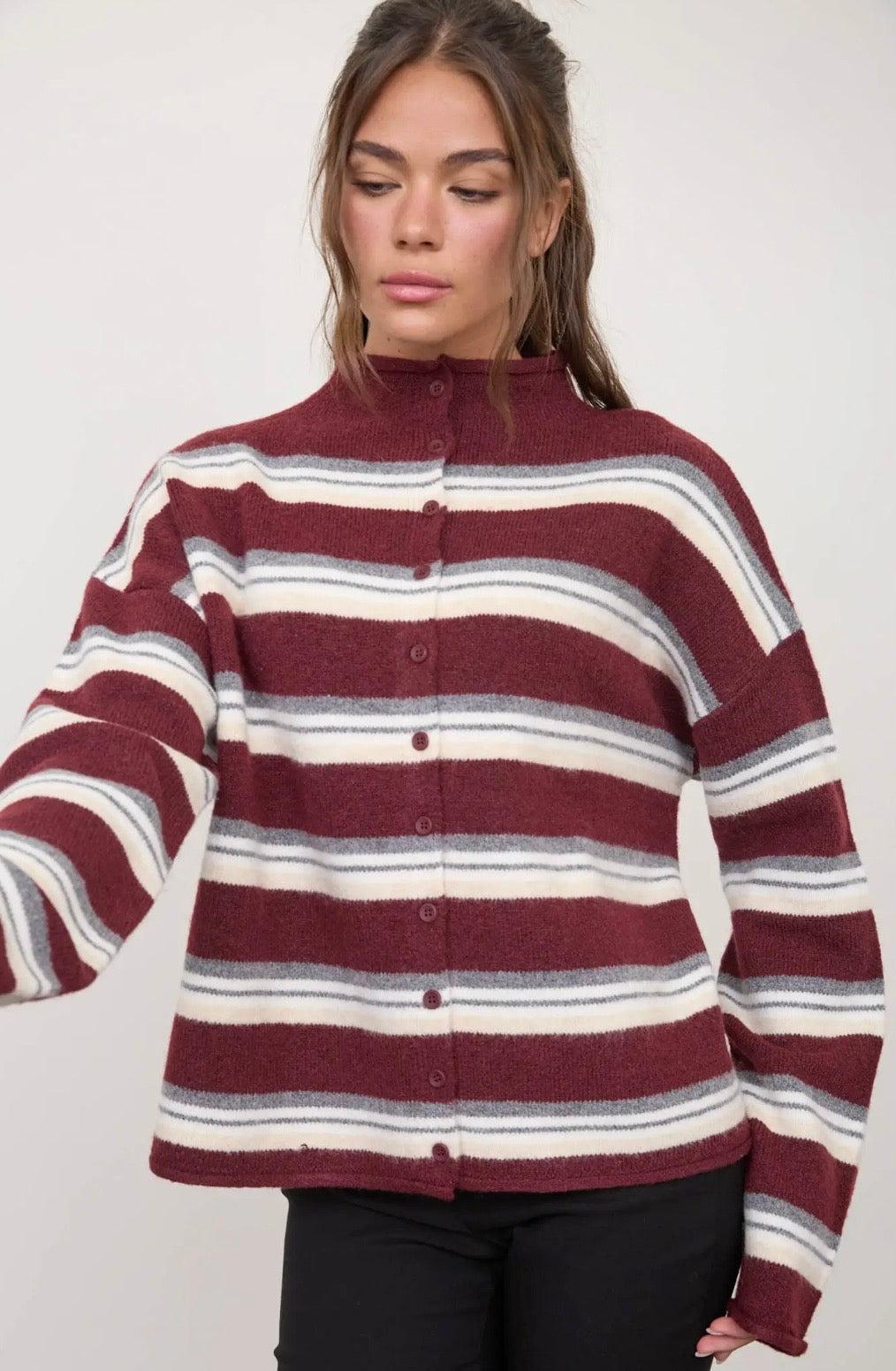 Bennet Striped Cardigan | Mulberry