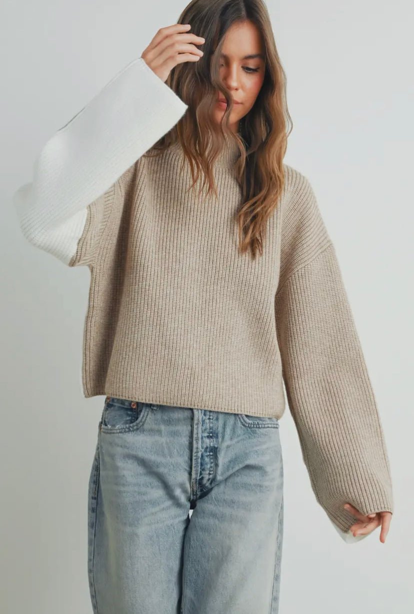 Sondor Turtleneck Sweater | Taupe/Ivory