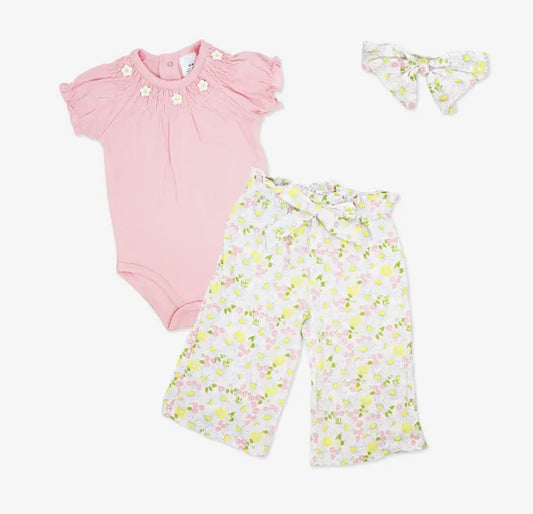 Pink Floral 3 Piece Pant Set