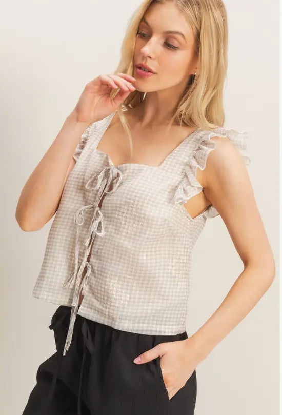 Emery Embroidered Gingham Top