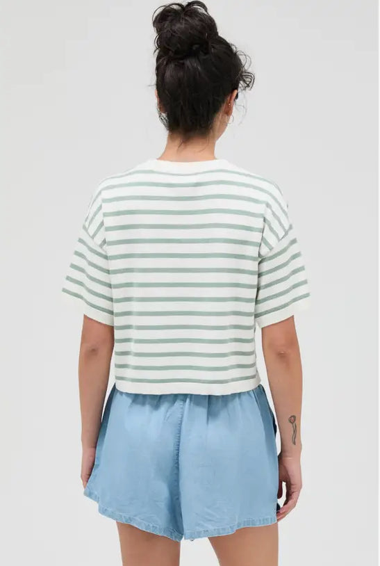 Belina Crop Tee | Sage Green