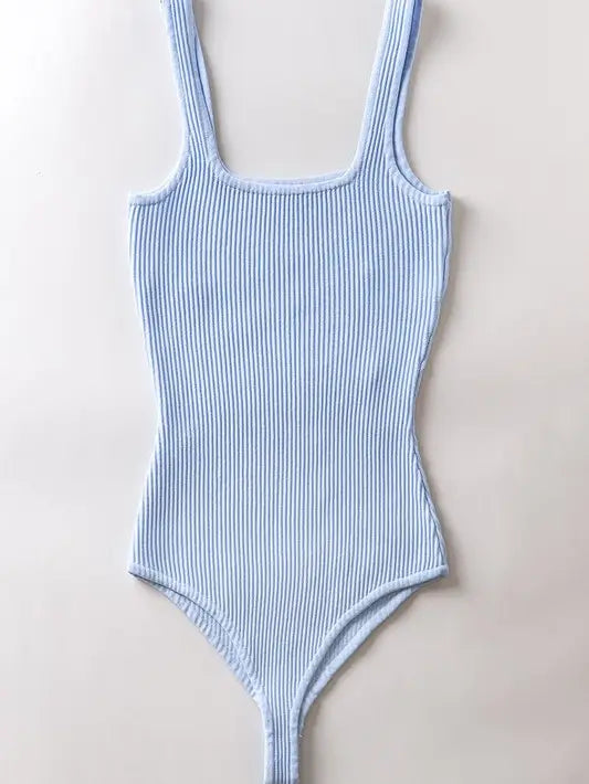 Ribbed Square Neck Bodysuit - 3 Colour Options