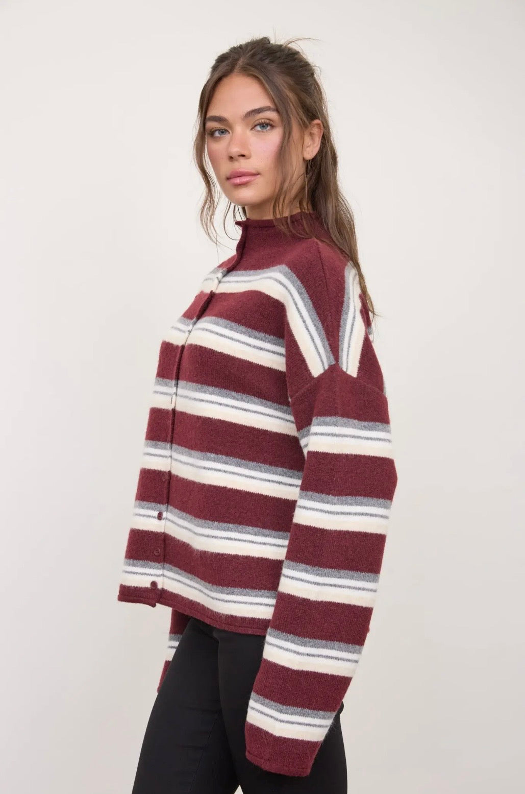 Bennet Striped Cardigan | Mulberry