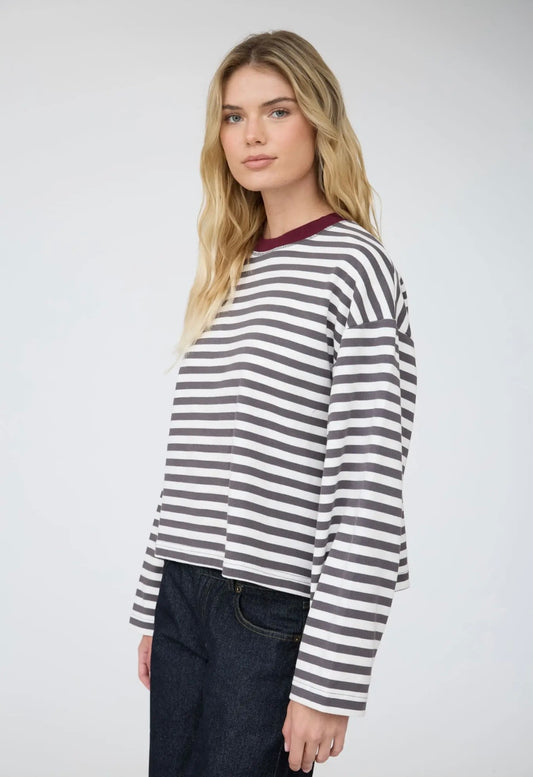 Emerson Striped Long Sleeve | Charcoal