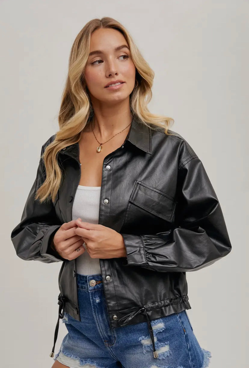 Alanis Faux Leather Jacket | Black