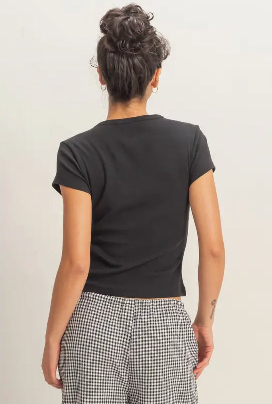 Amaya Ribbed Top | Black