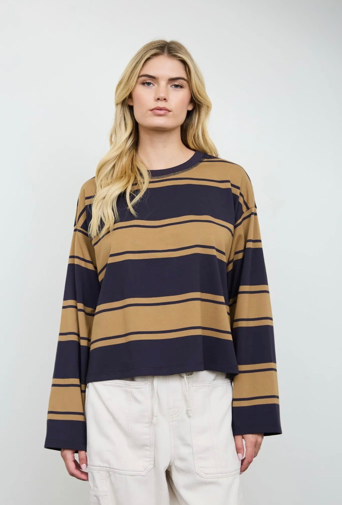 Hollis Wide Stripe Long Sleeve | Navy