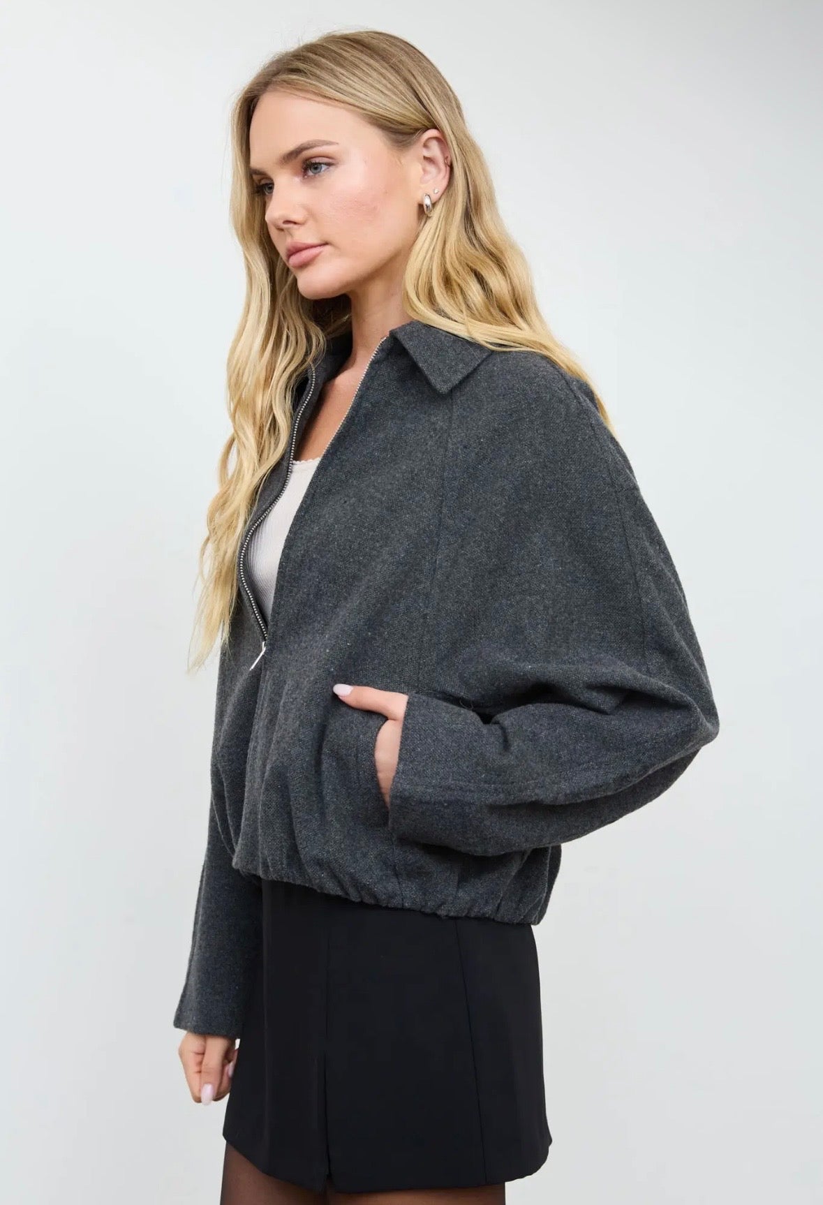 Cypress Balloon Hem Jacket | Graphite