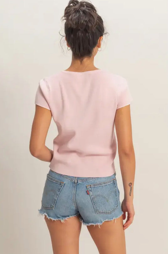 Neve Button Top | Soft Pink