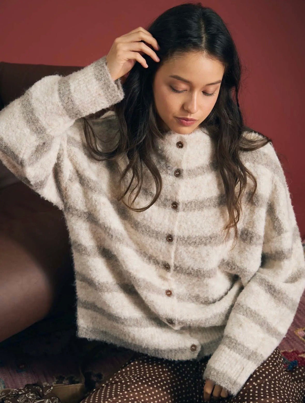 Sutton Mock Neck Button Down | Chai