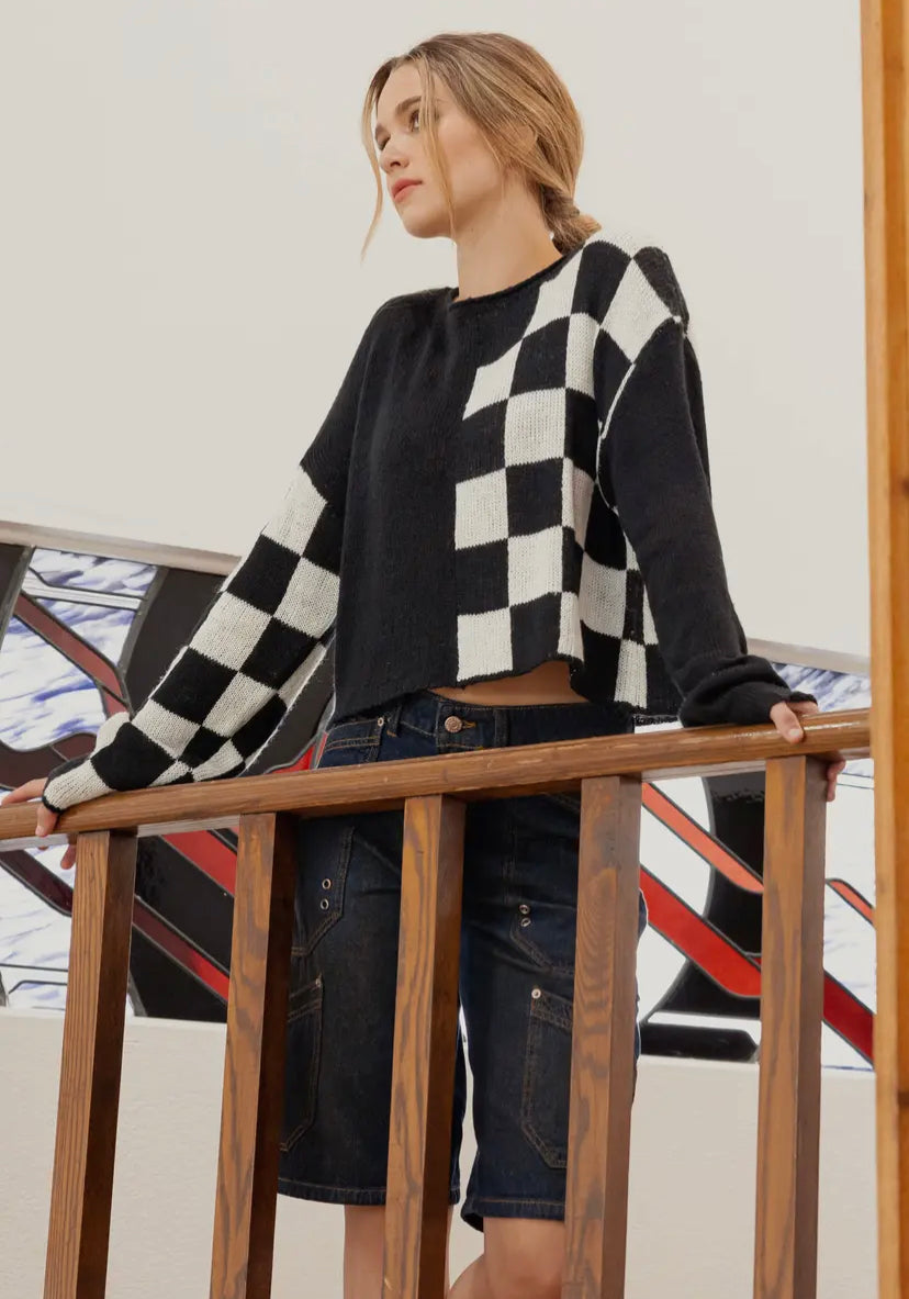 Tucker Checkered Colourblock Sweater