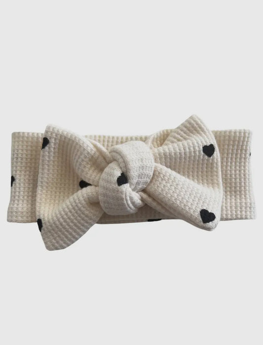 Organic Waffle Knot Bow | Black Heart