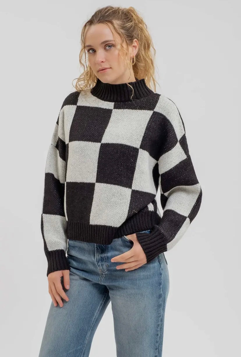 Rory Checkered Mock Neck