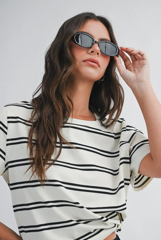Monet Striped Tee | White