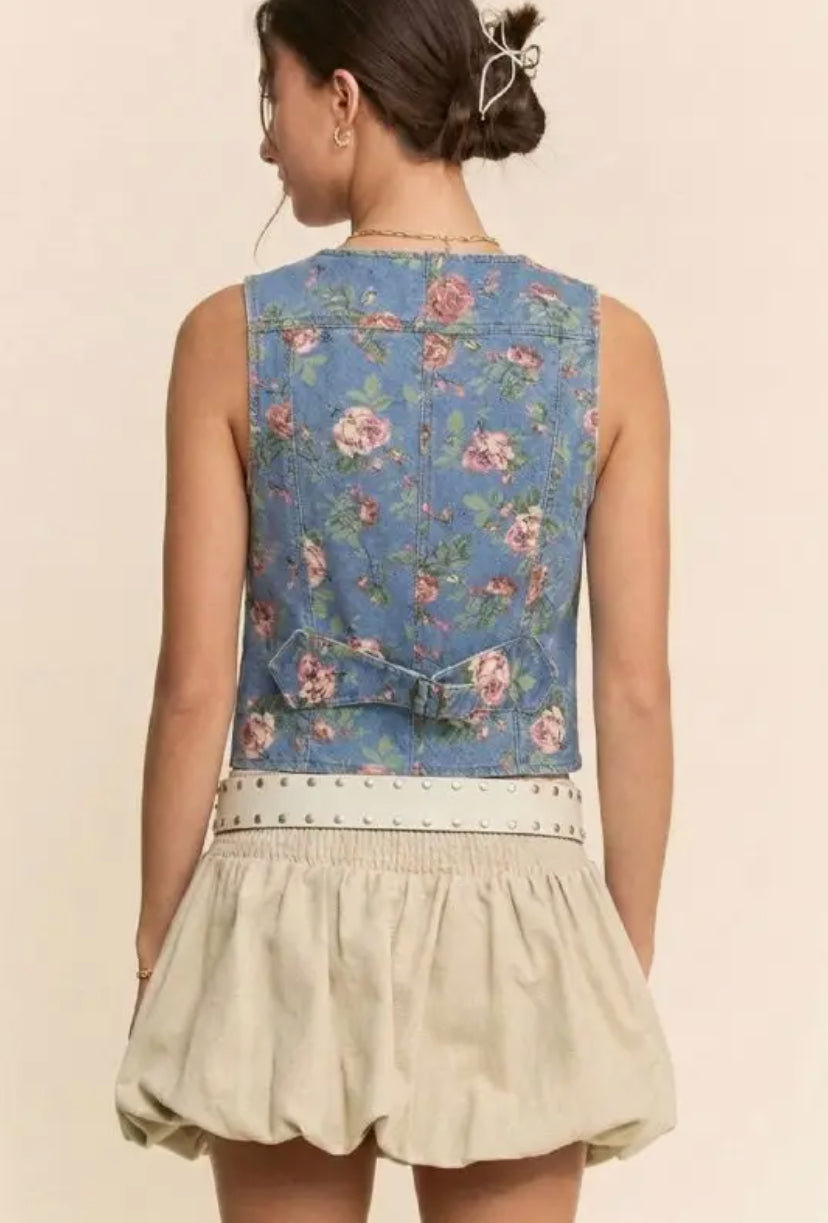 Dixie Denim Floral Vest | PLUS sizes also available