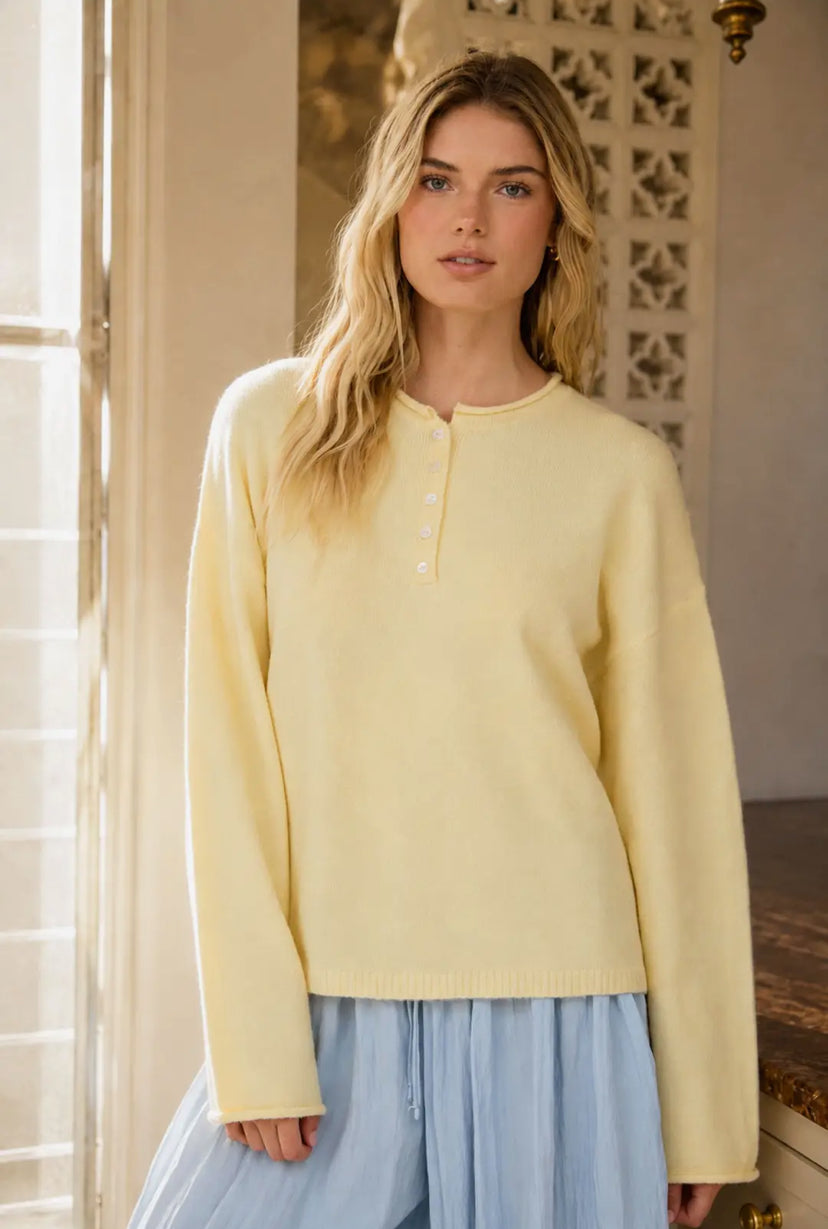 Stacie Henley Sweater | Butter Yellow