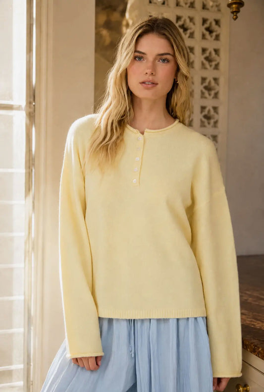 Stacie Henley Sweater | Butter Yellow