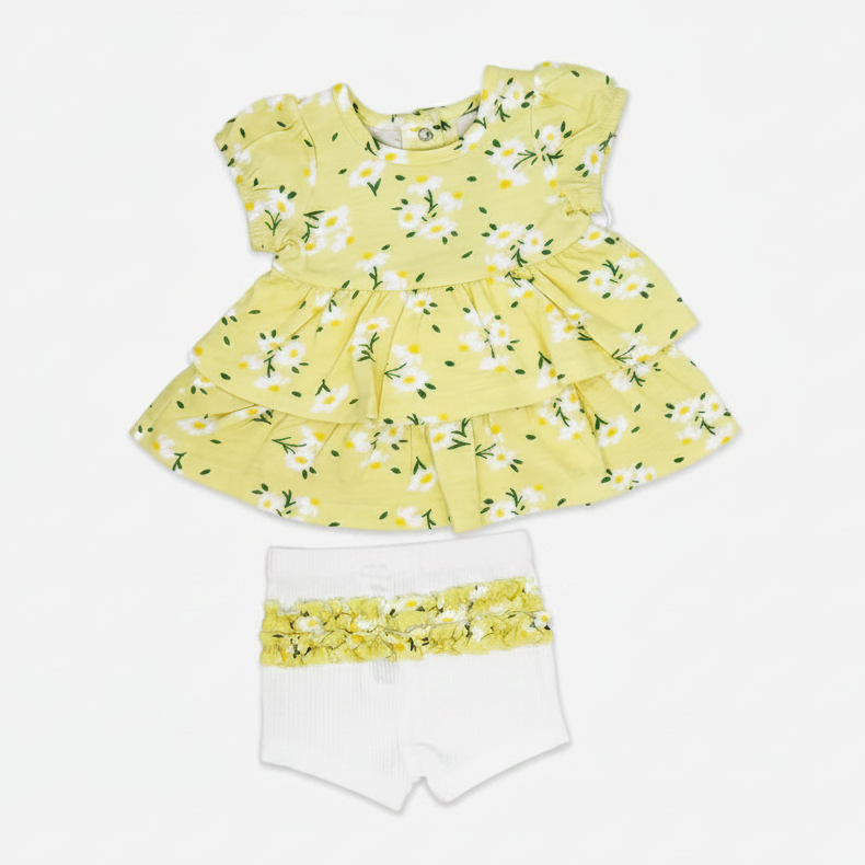 Yellow Floral 2 Piece Dress Set