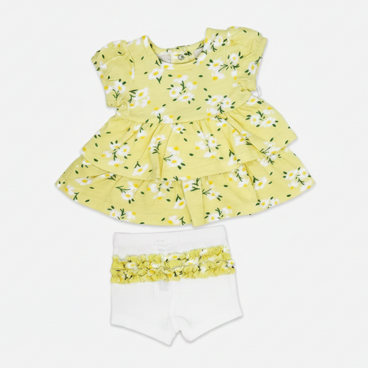 Yellow Floral 2 Piece Dress Set