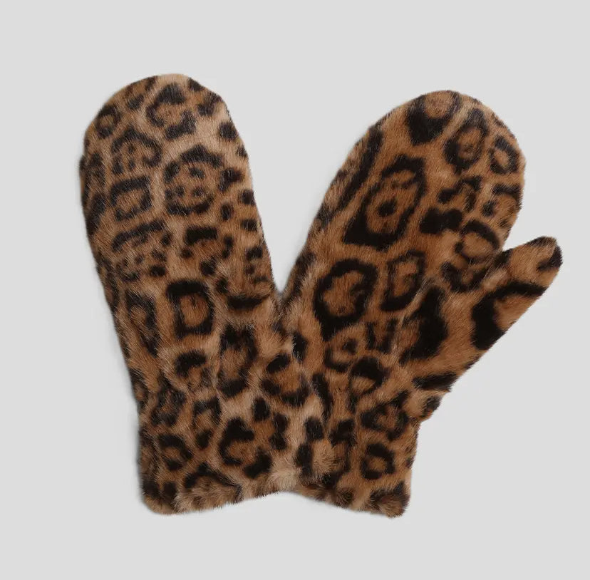 Leopard Faux Fur Mittens | 3 Colour Options