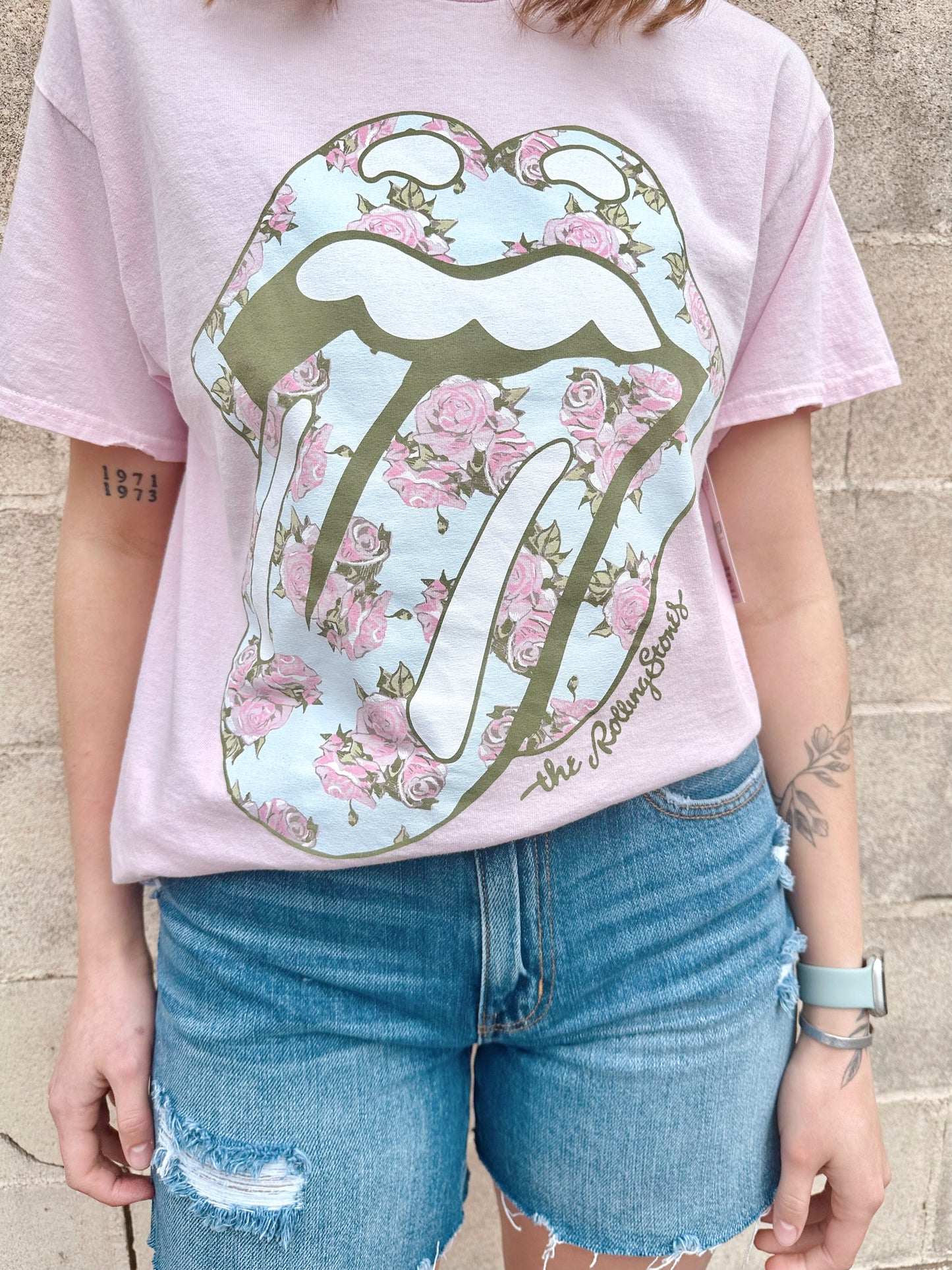 Rolling Stones Floral Thrifted Graphic Tee